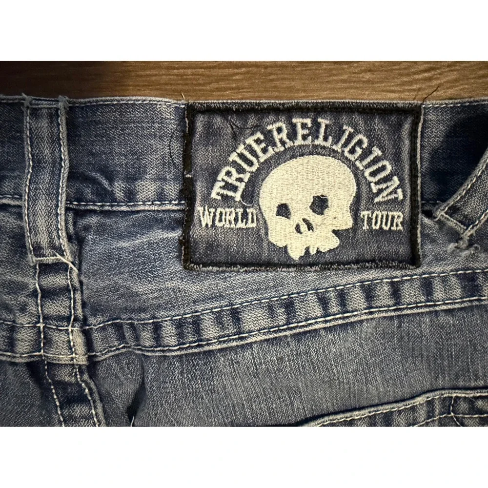 True Religion Mens Jeans Y2K USA World Tour Skull Patch‎ Distressed Size 30 x 27